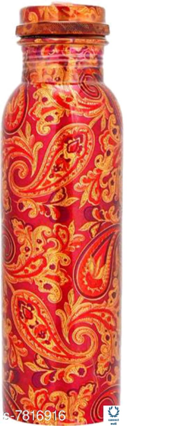 SS Pure Copper 1000 ML Water Bottle With 4 Copper Glass Drinkware Set - Red, Bottle,Glass